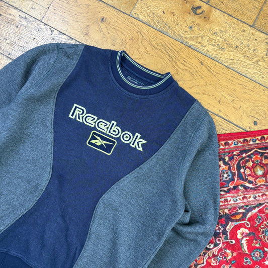 Vintage Reebok Navy Grey Embroidered Sweatshirt - S