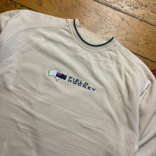 Vintage 90s Australia Hockey Cream Embroidered Sweatshirt - XL