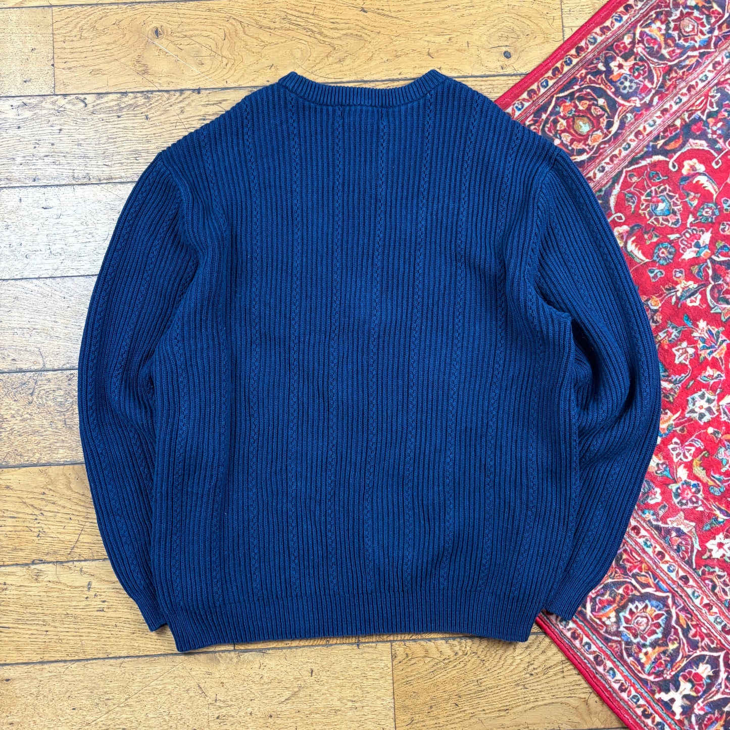 Vintage Chaps Ralph Lauren Navy Chunky Cable Knit Jumper - XL