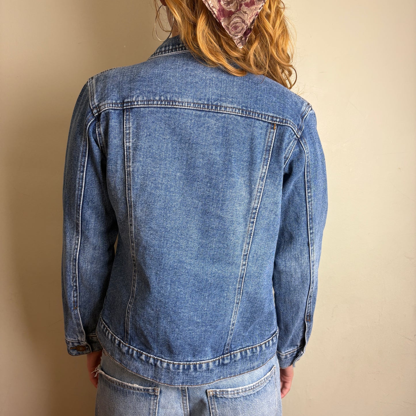 Vintage Blue Embroidered Womens Y2K Denim Jacket - L