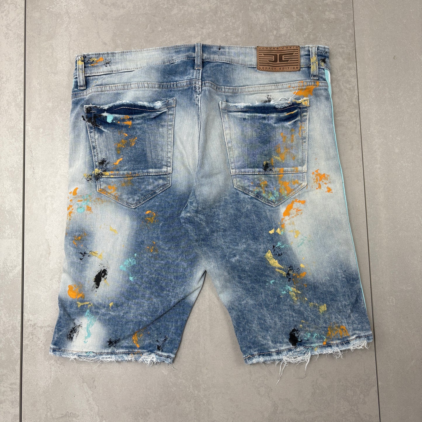 Vintage Embroidered Hip Hop Blue Shorts Jorts - 36