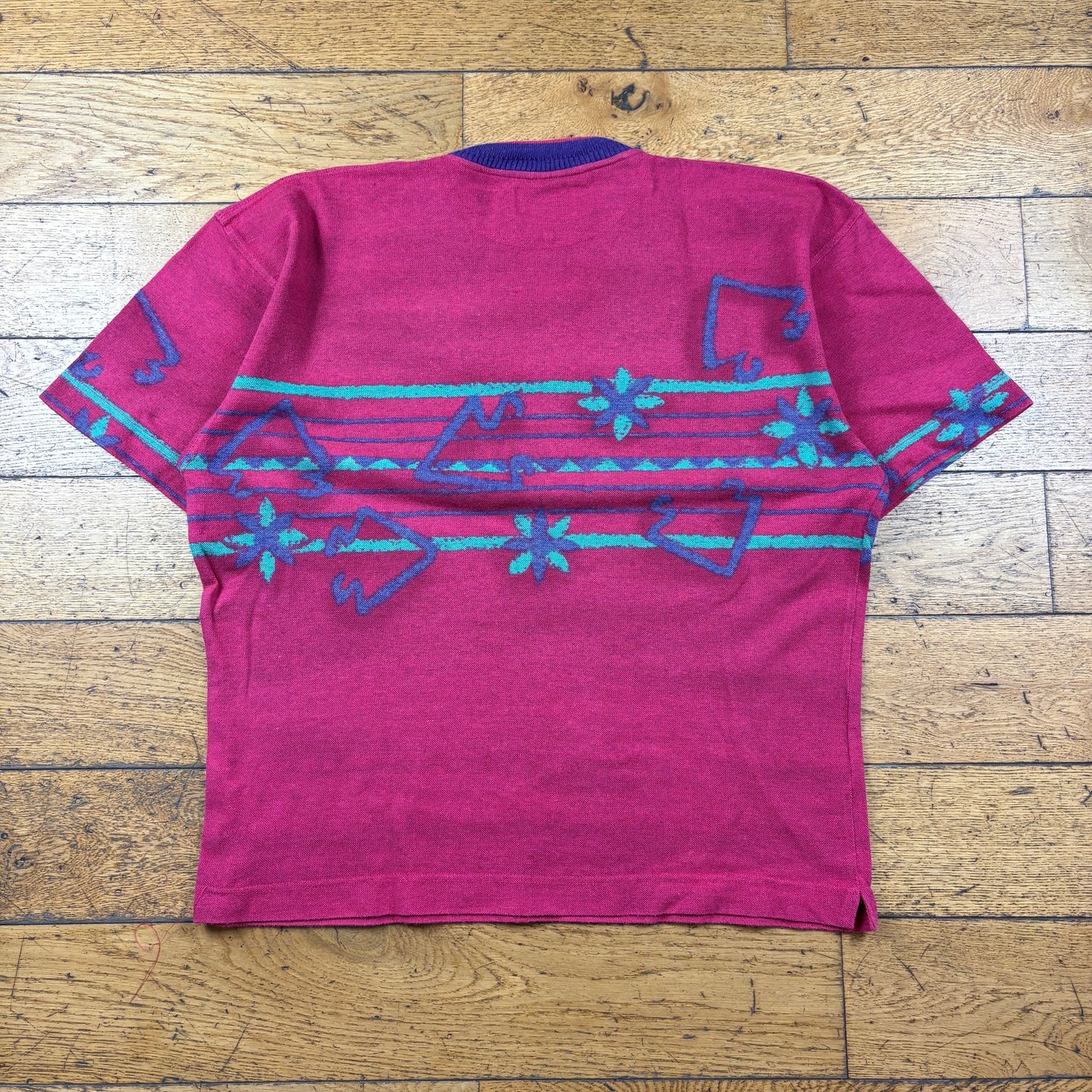 Vintage 90s Pattern Pink Graphic T-Shirt - XL