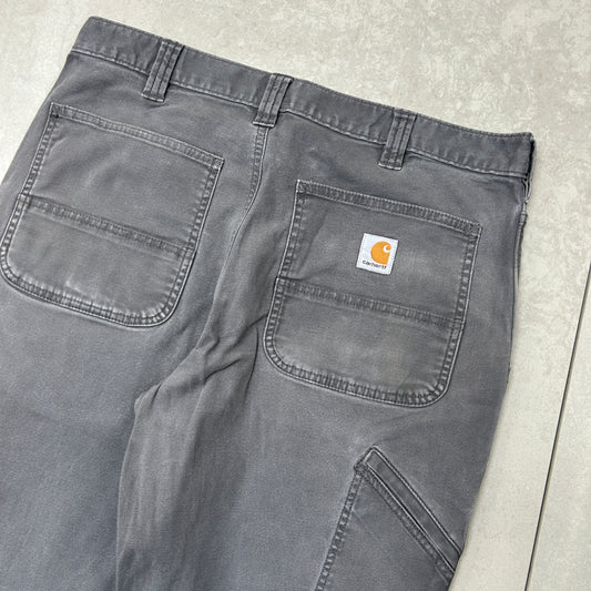 Vintage Carhartt Grey Workwear Carpenter Baggy Trousers - 34