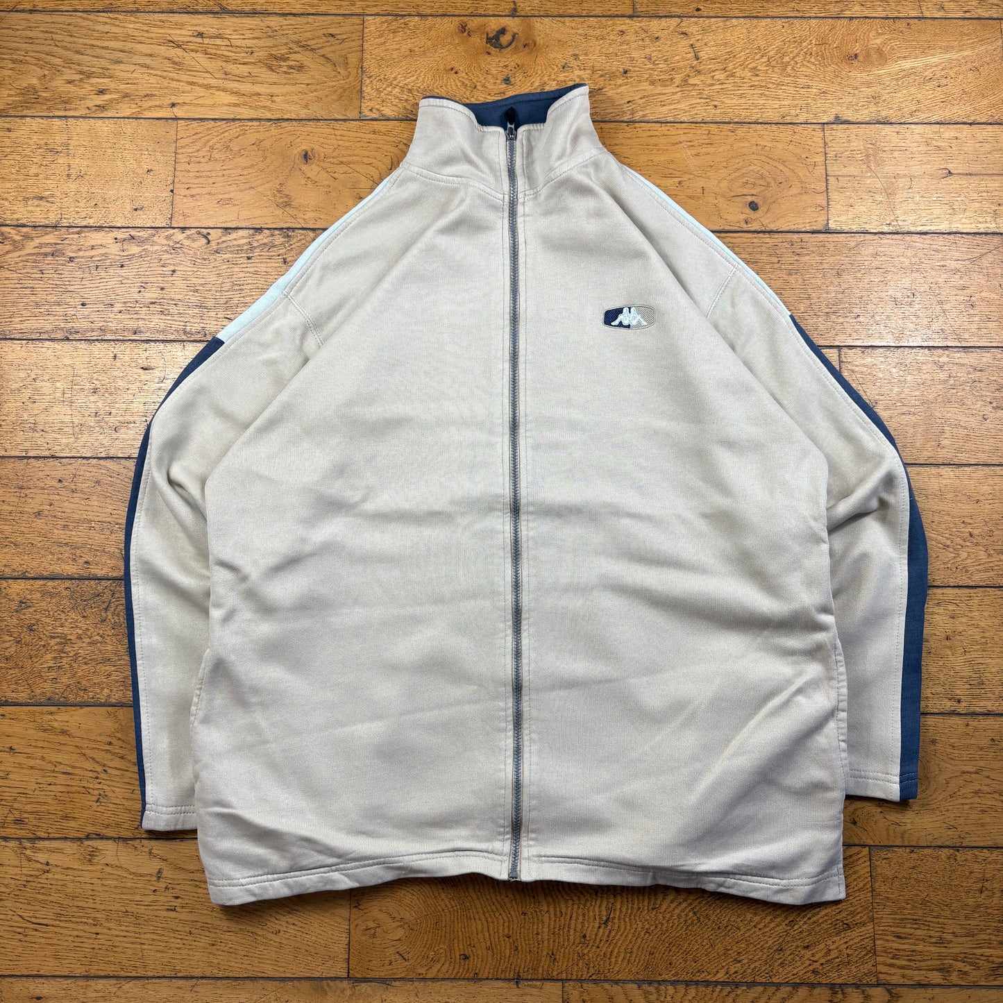 Vintage Kappa Embroidered Cream Zip Sweatshirt - XXL