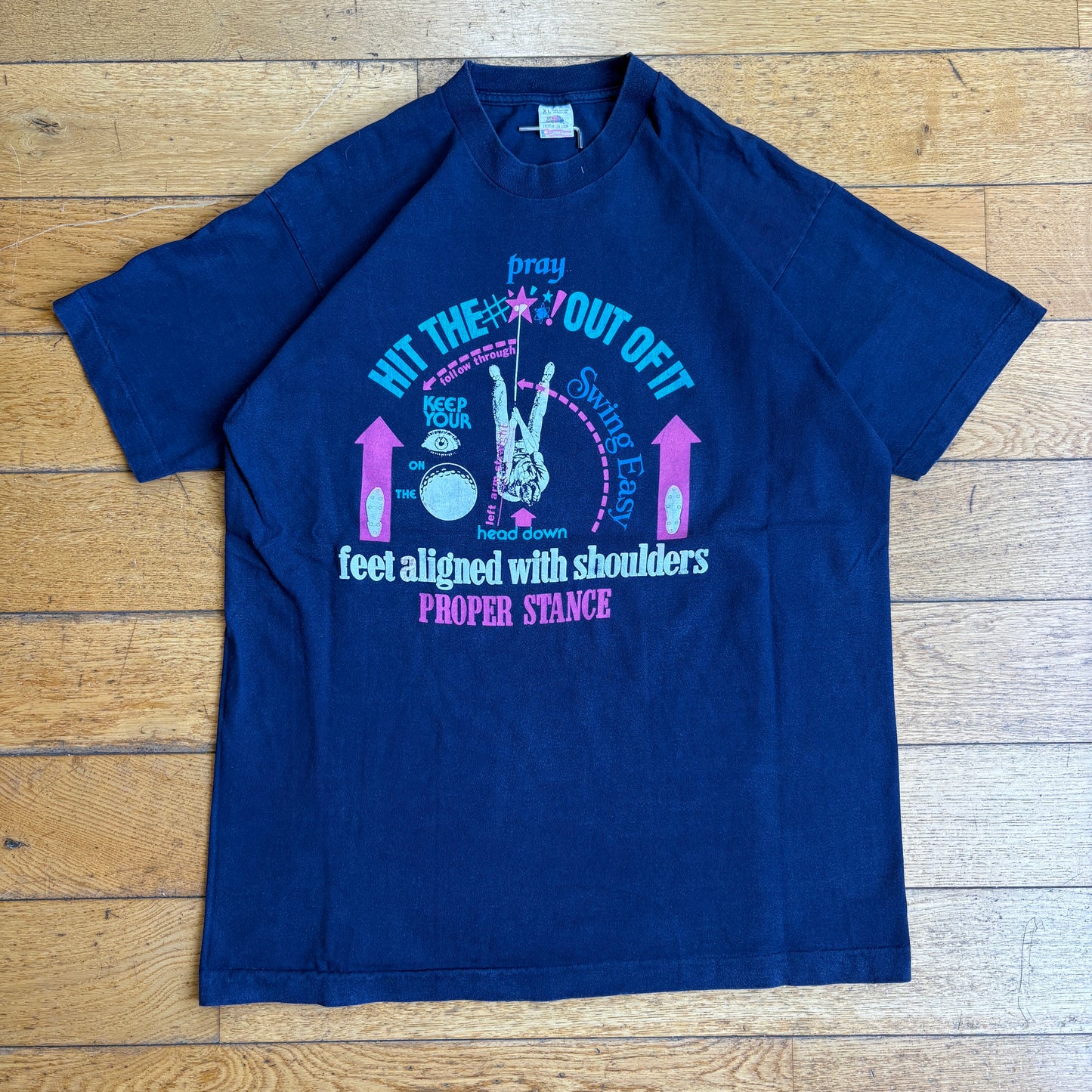 Vintage 90s Funny Golf Single Stitch Navy Graphic T-Shirt - XL