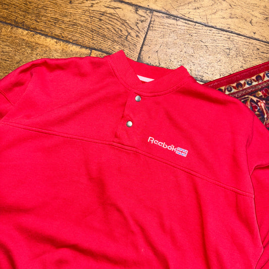Vintage 90s Reebok Red Boxy Embroidered Sweatshirt - M