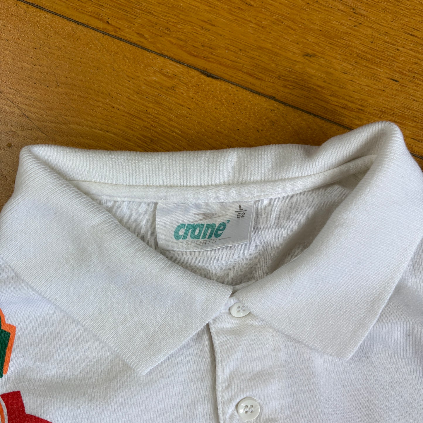 Vintage Crane White Polo Shirt - L