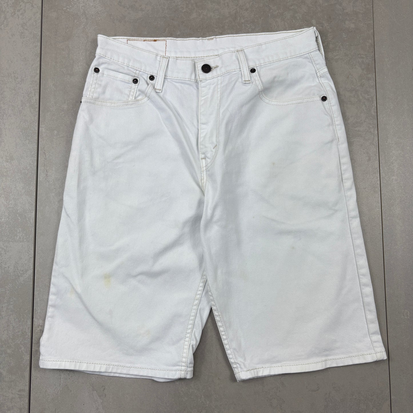 Vintage Levis 569 White Baggy Denim Shorts - 30
