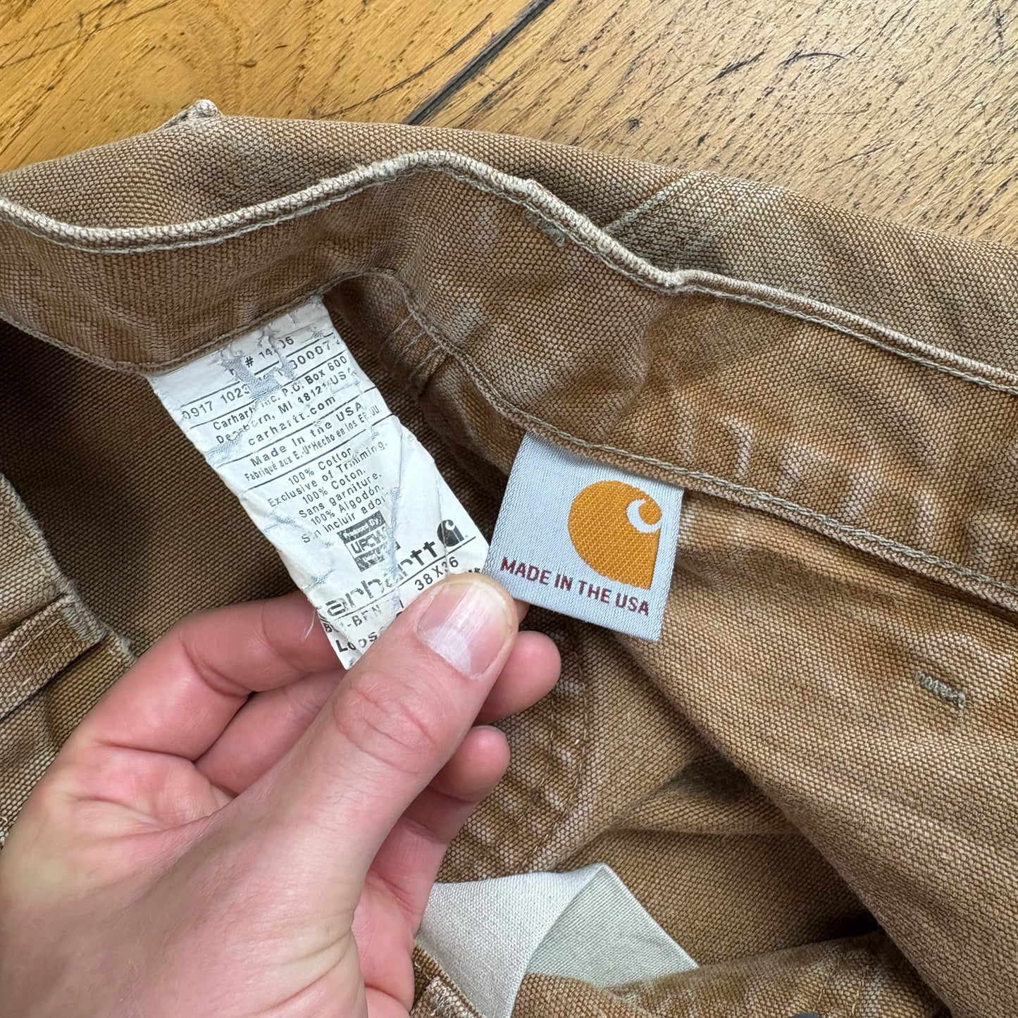 Vintage Carhartt Brown Double Knee Workwear Carpenter Baggy Trousers - 38