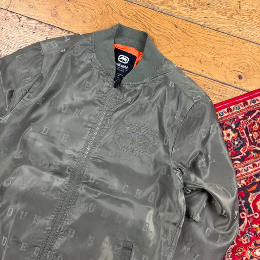 Vintage Ecko UNLTD Green Embroidered MA-1 Bomber Jacket - S