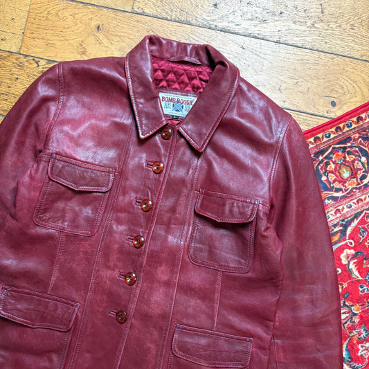 Vintage Red Womens Leather Jacket - L