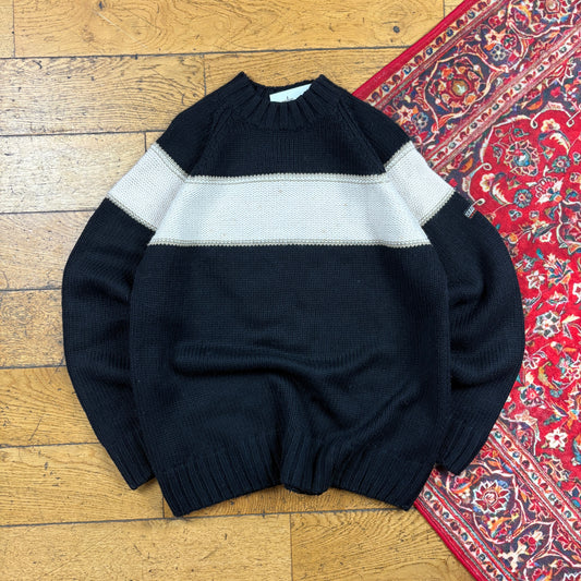Vintage Napapijri Black Chunky Knit Jumper - S