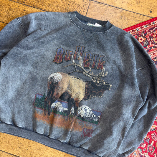 Vintage 90s Grey Hunting Graphic Sweatshirt - 2XL