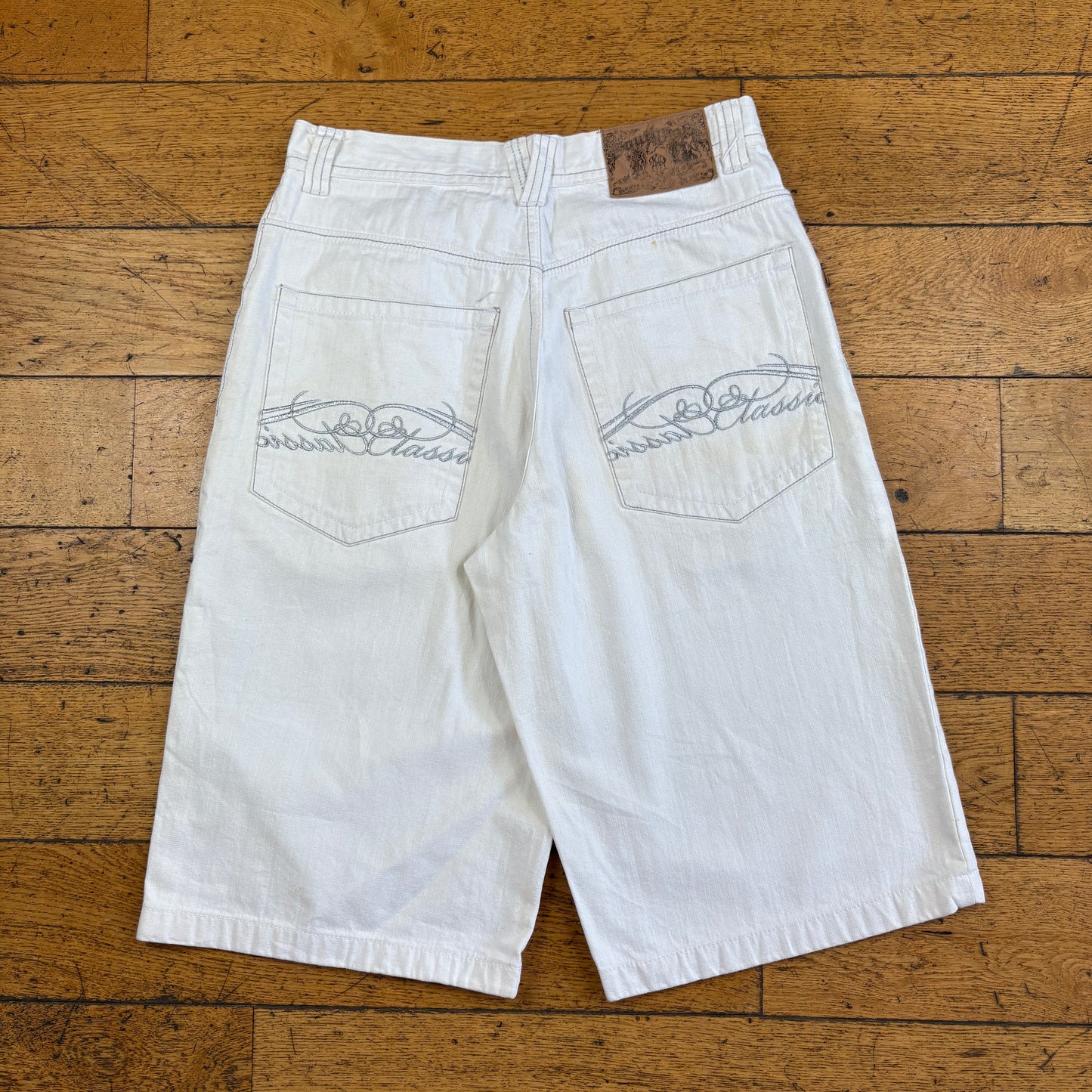 Vintage Southpole Embroidered White Hip Hop Baggy Shorts Jorts - 32