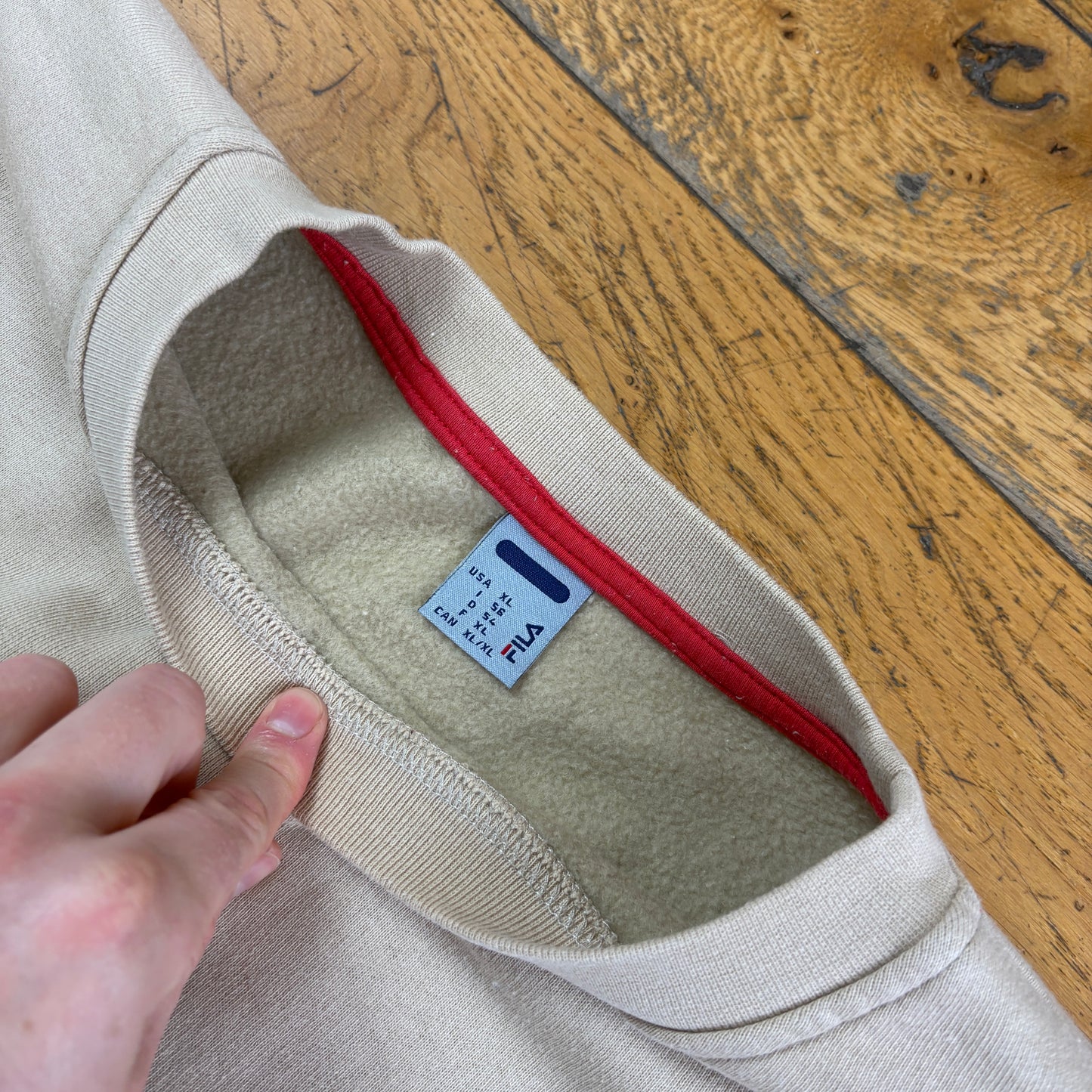 Vintage Fila Brown Cream Embroidered Sweatshirt - XL