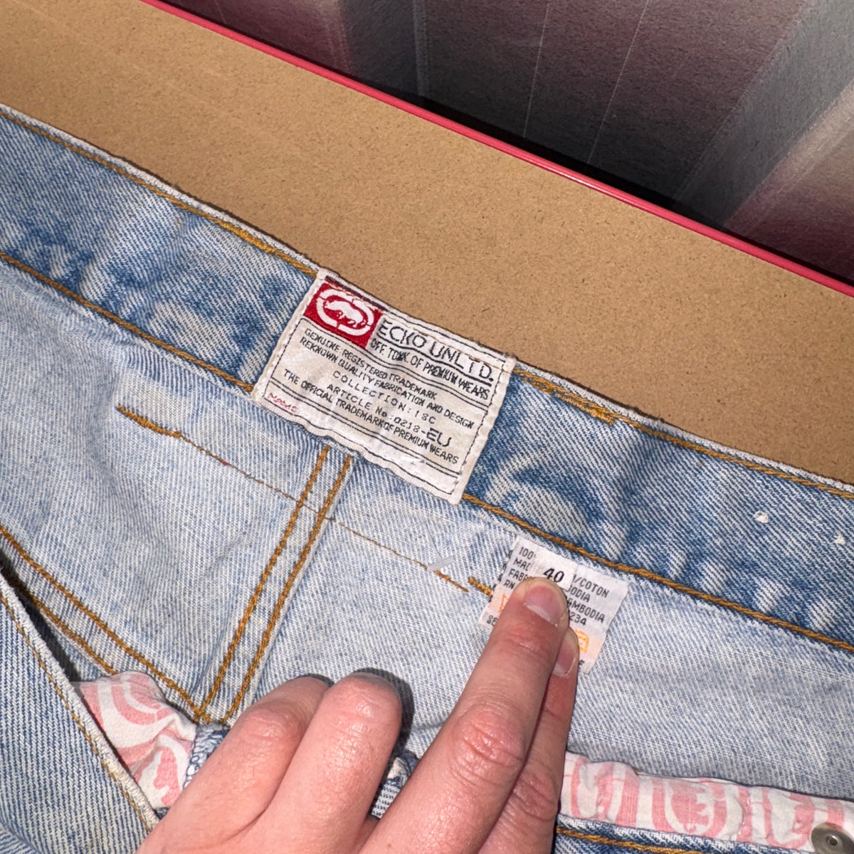 Ecko Unltd Blue Embroidered Japanese Denim Hip Hop Y2K Baggy Jeans - 40S