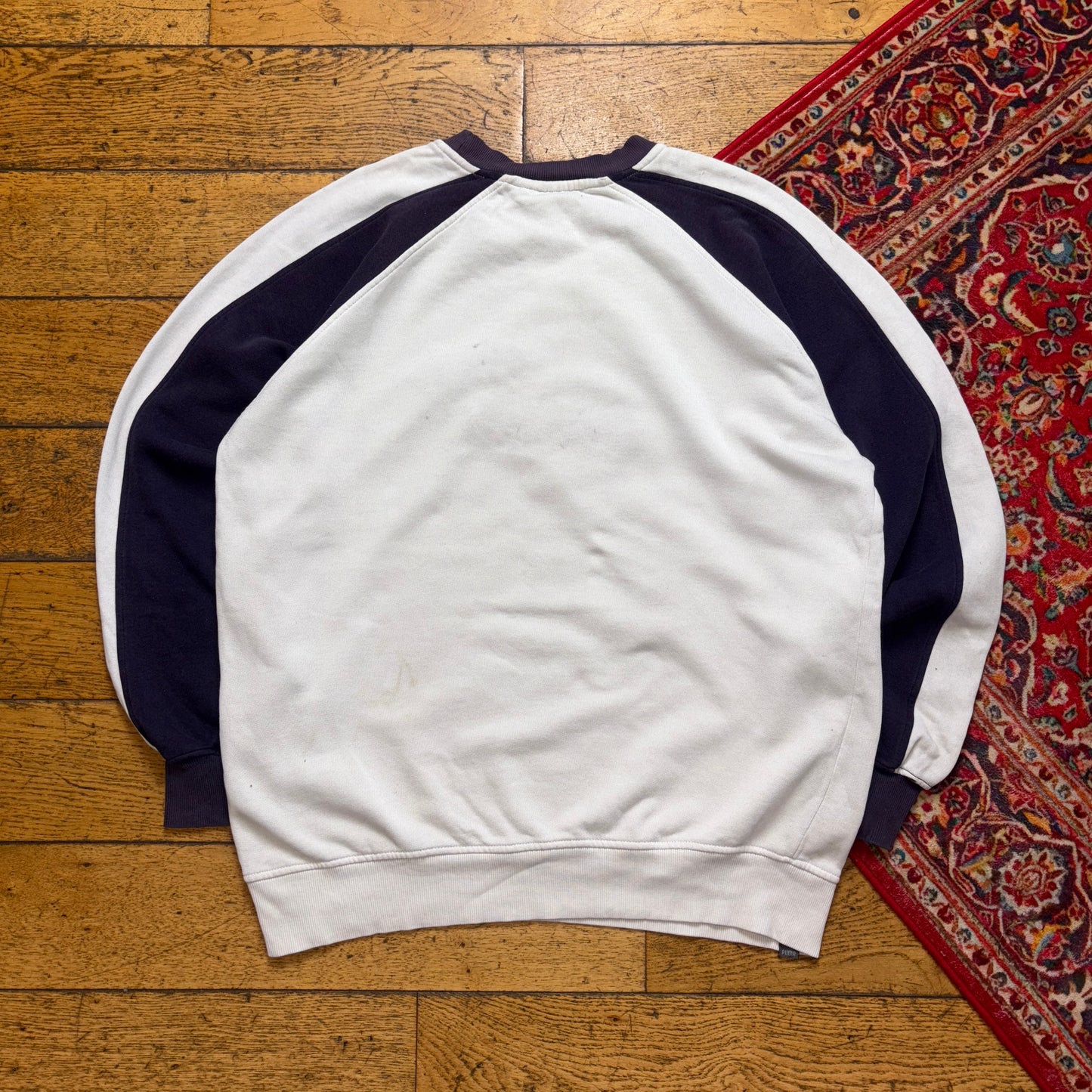 Vintage Puma White Embroidered Sweatshirt - L