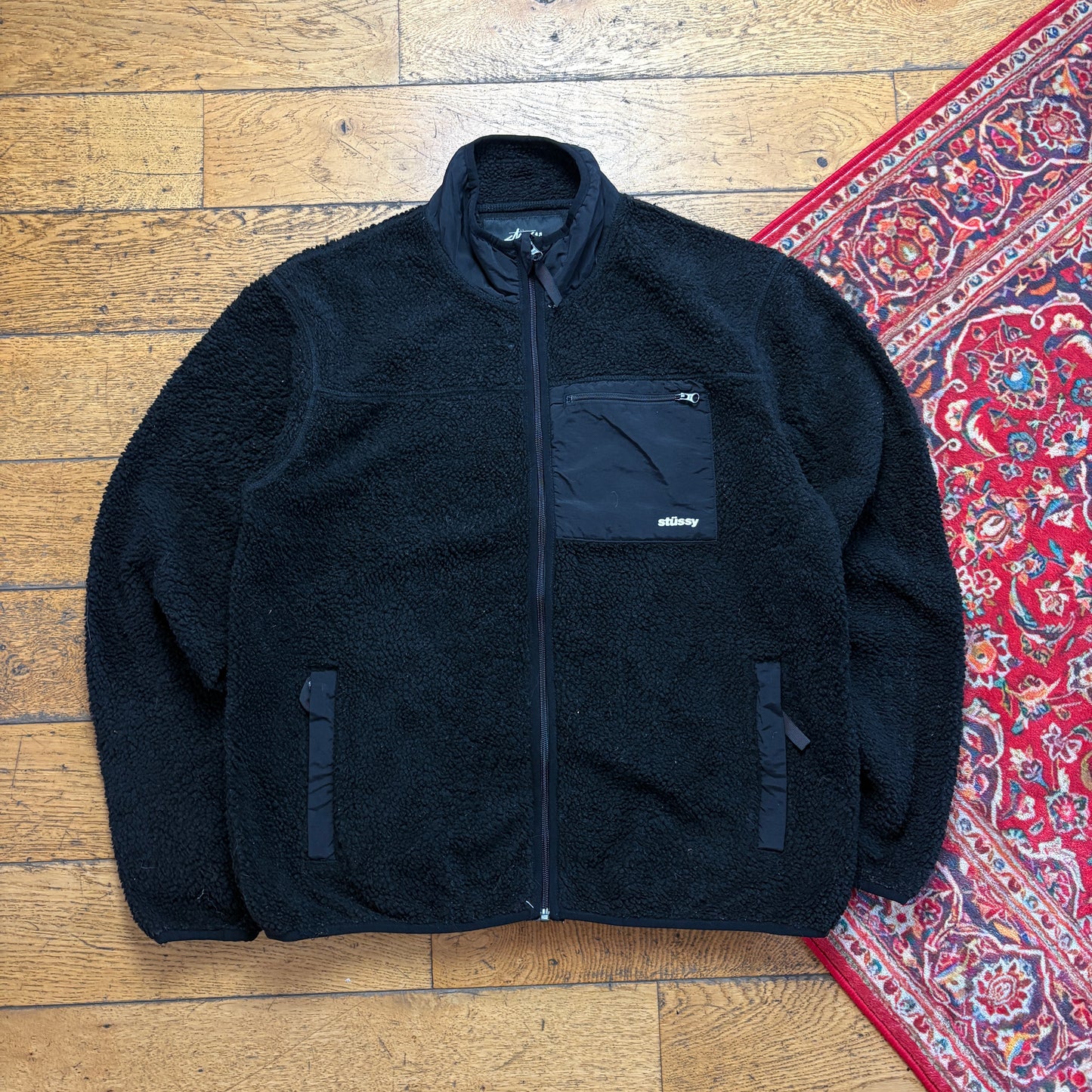Stussy Black Fleece Jacket  Zip Jumper - L