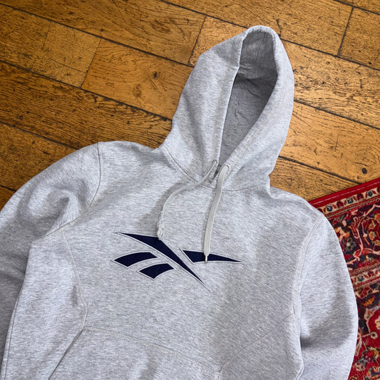Vintage Reebok Grey Y2K Embroidered Hoodie Sweatshirt - M
