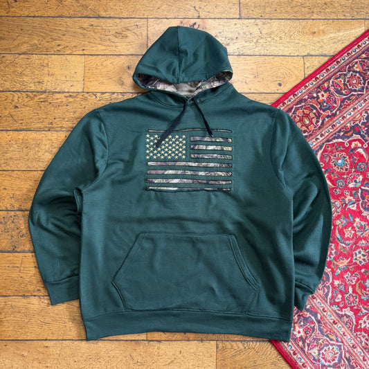 Vintage Realtree Camo Green USA Hoodie Sweatshirt - XL