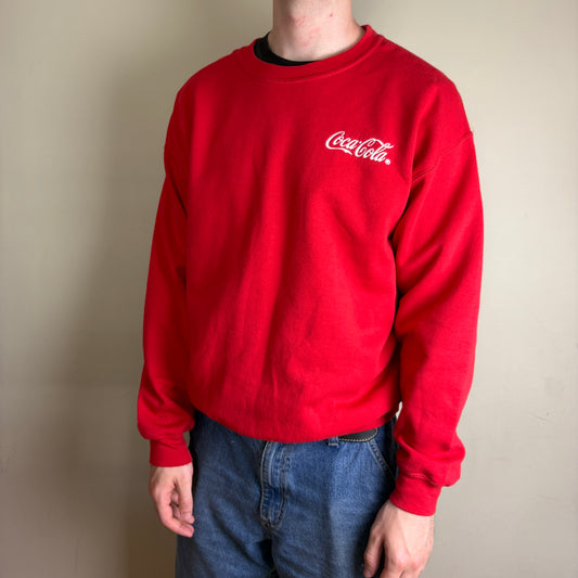 Vintage 90s Coca Cola Coke Red Embroidered Sweatshirt - XL