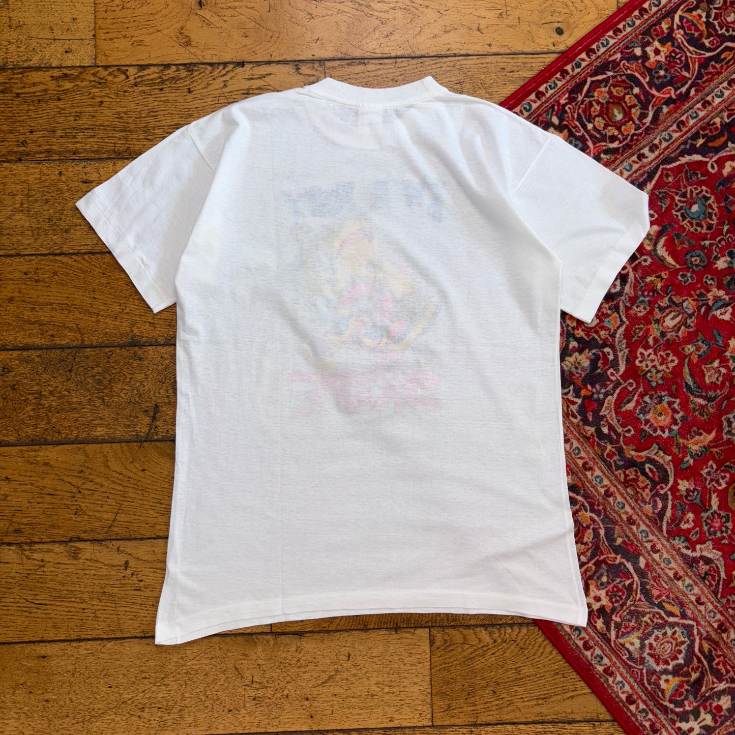 Vintage 90s White Skate Teddy Bear Single Stitch Graphic T-Shirt - S