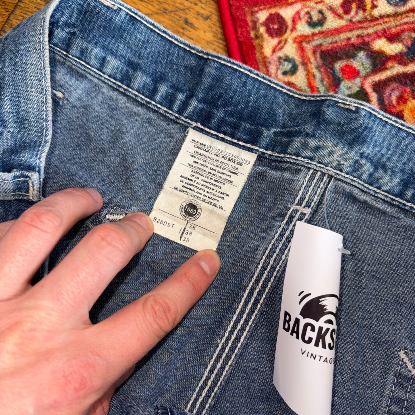 Vintage Carhartt Workwear Baggy Blue Carpenter Shorts - 38