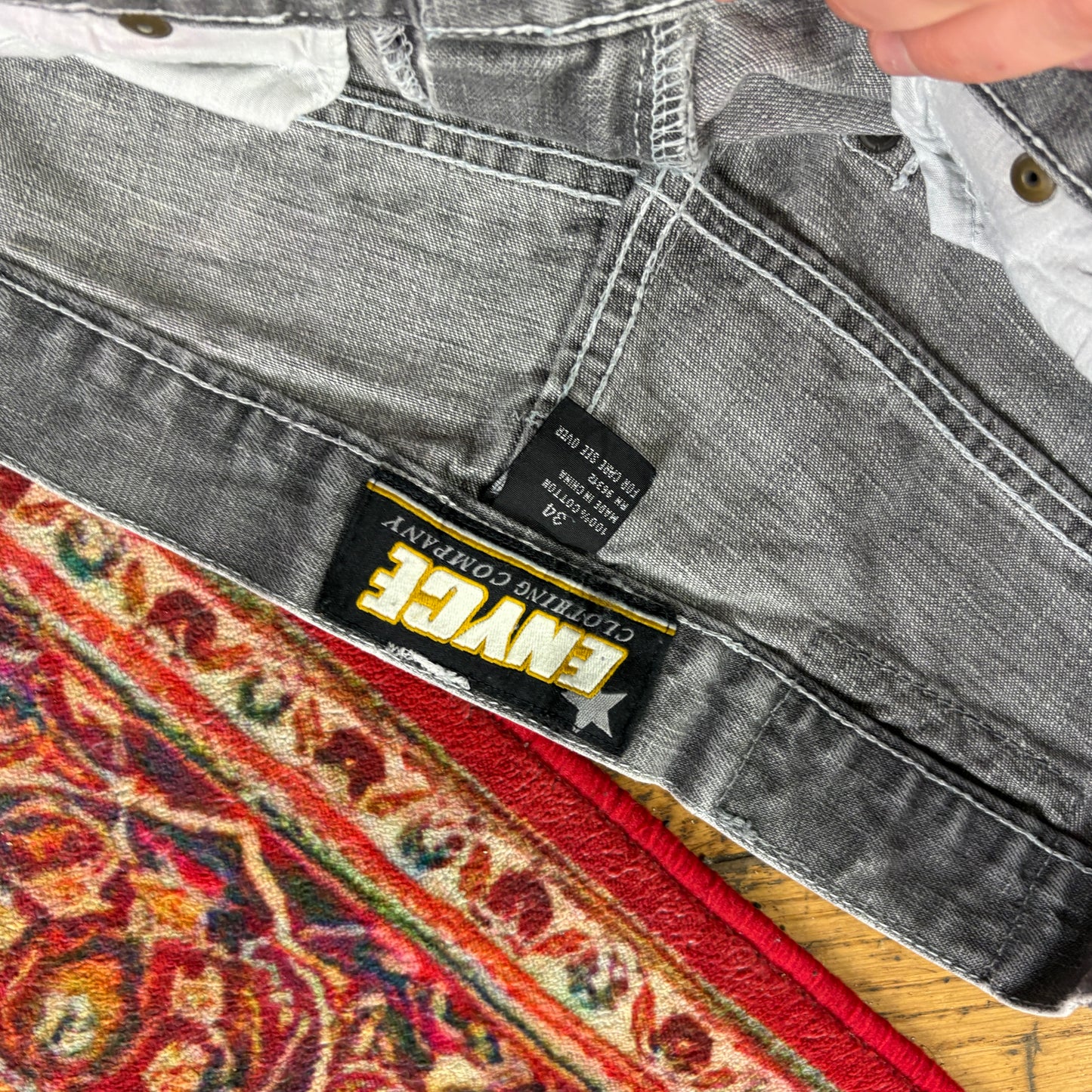 Vintage Enyce Grey Embroidered Y2K Hip Hop Baggy Jeans - 34