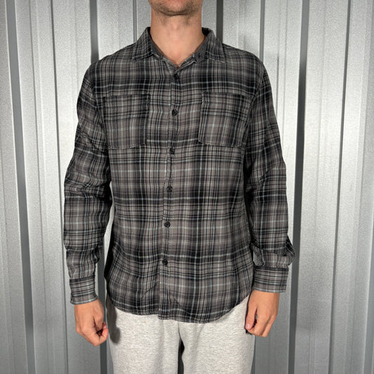 Quiksilver Grey Black Check Plaid Shirt - S