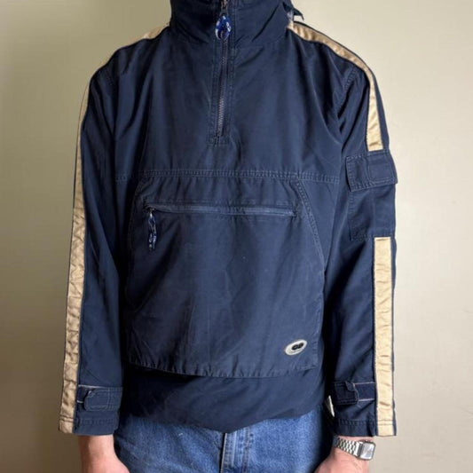 Vintage Chilli Pepper Navy Zip Kangaroo Pocket Jacket - M