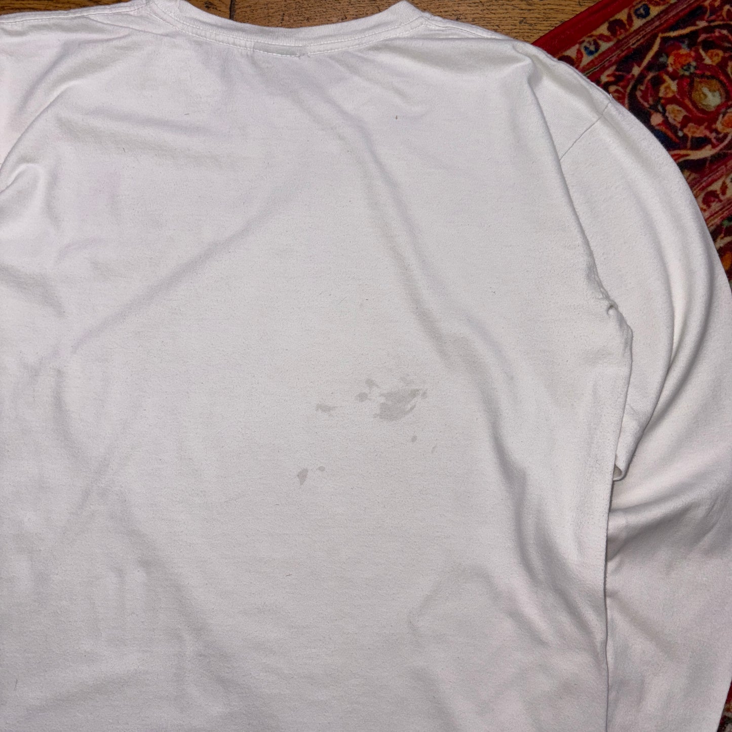 Vintage Stussy White Long Sleeve Graphic T-Shirt - S