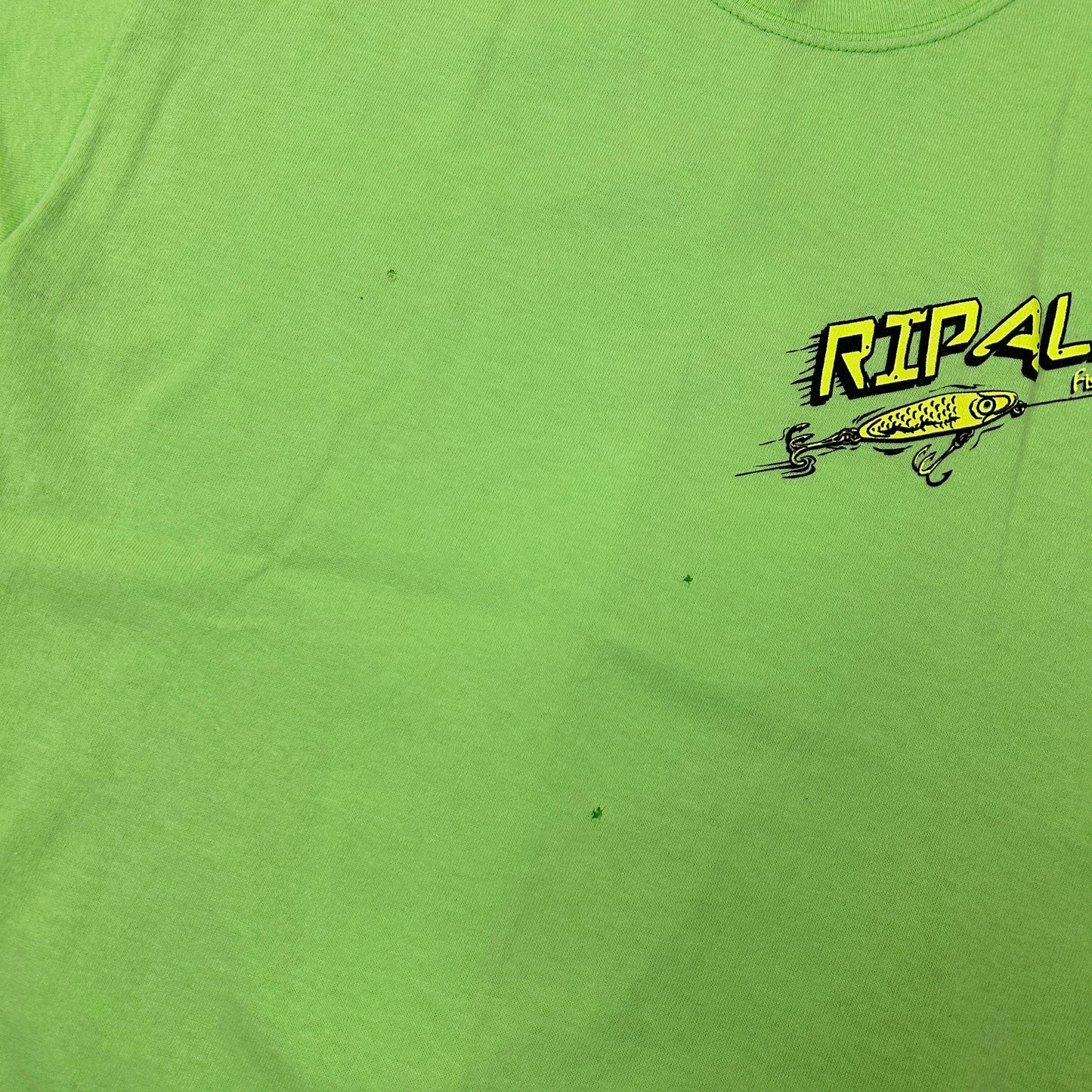 Vintage 90s Rip A Lip Fishing Graphic Green T-Shirt - XS
