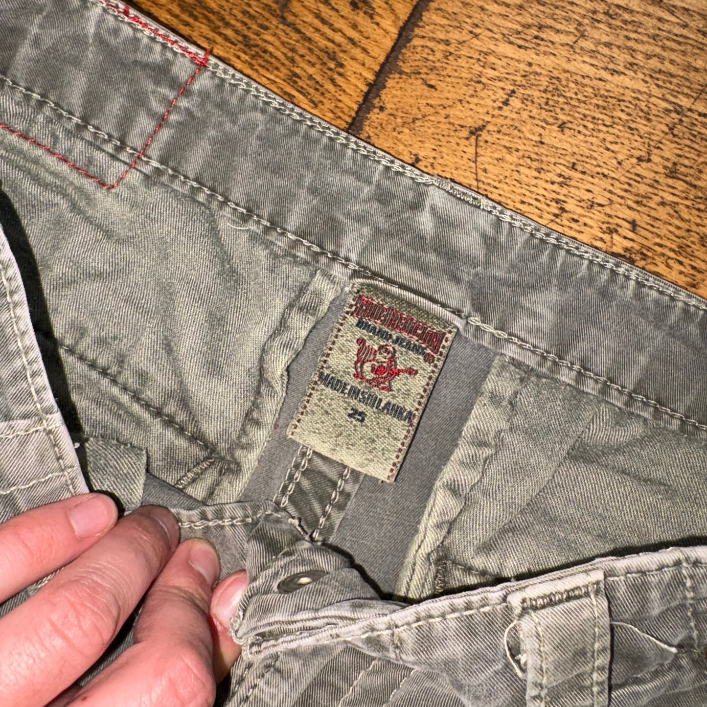 Vintage True Religion Green Y2K Hip Hop Cargo Jeans Shorts Jorts - 30