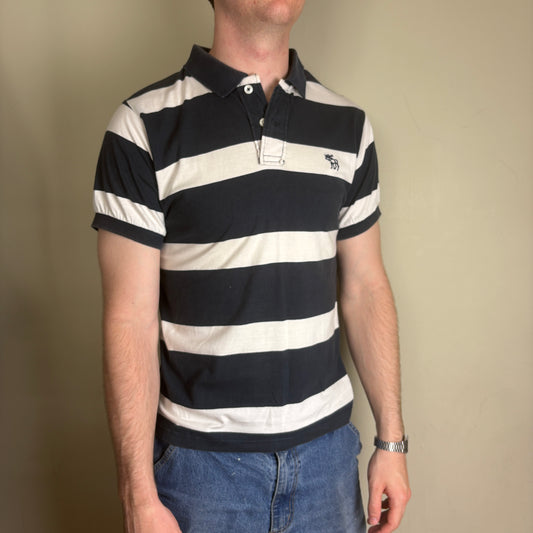 Vintage Abercrombie and Fitch Navy White Stripe Polo Shirt - XS