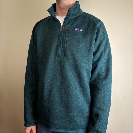 Vintage Patagonia Green Fleece Quarter Zip Embroidered Sweatshirt - L