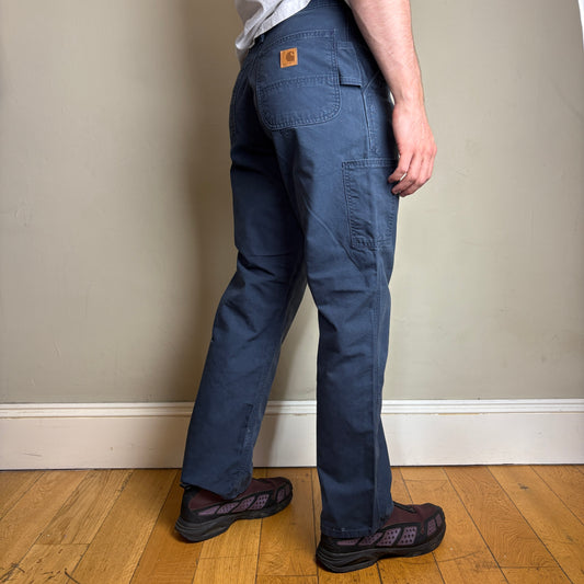 Vintage Carhartt Navy Blue Workwear Carpenter Baggy Trousers - 31R
