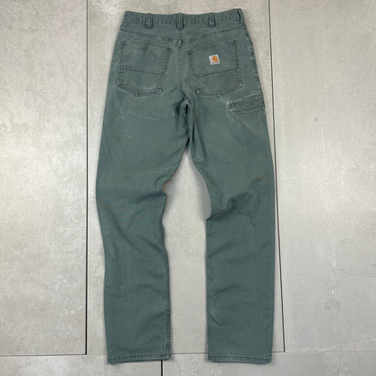 Vintage Carhartt Green Khaki Workwear Carpenter Straight Trousers - 32