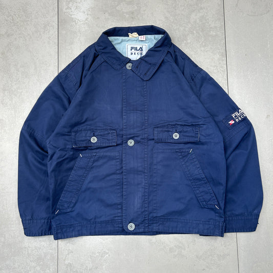 Vintage Fila Deck Gear Sailing Harrington Chore Navy Lightweight Jacket - L