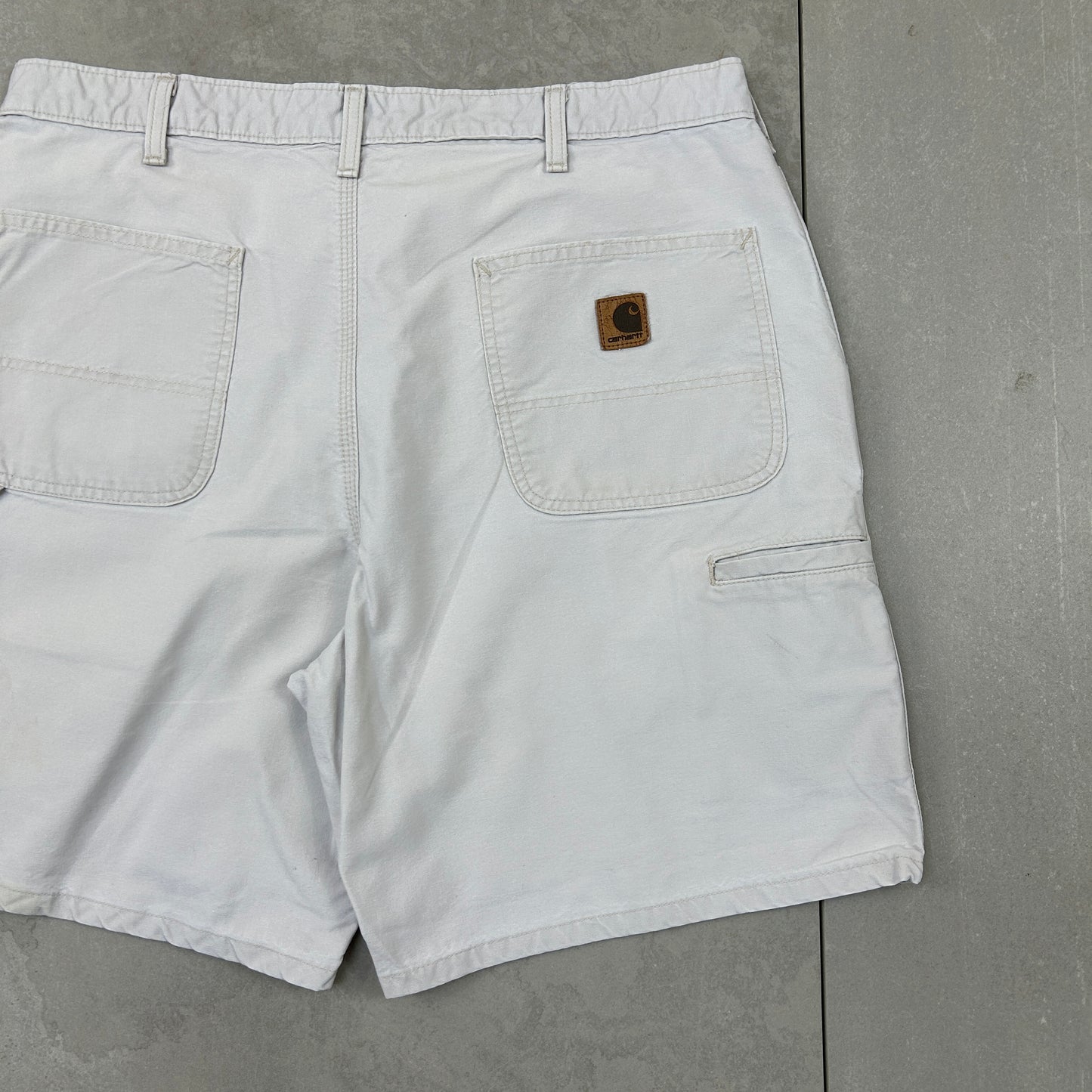 Vintage Carhartt Workwear Baggy White Carpenter Shorts - 36