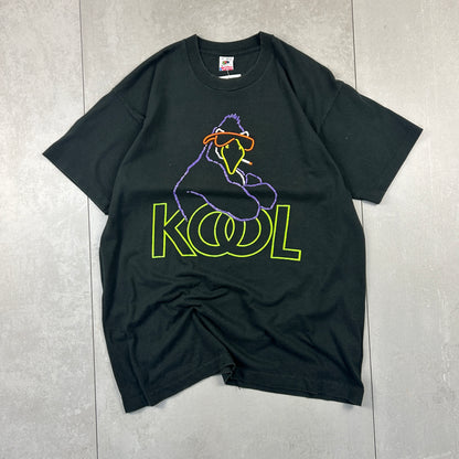 Vintage 90s Kool Smoking Bird Funny Single Stitch Graphic Black T-Shirt - XL