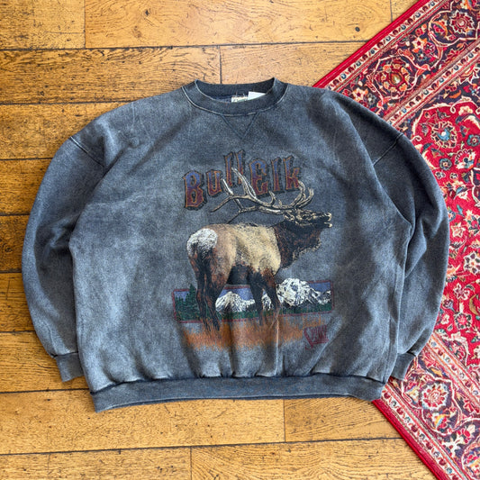 Vintage 90s Grey Hunting Graphic Sweatshirt - 2XL