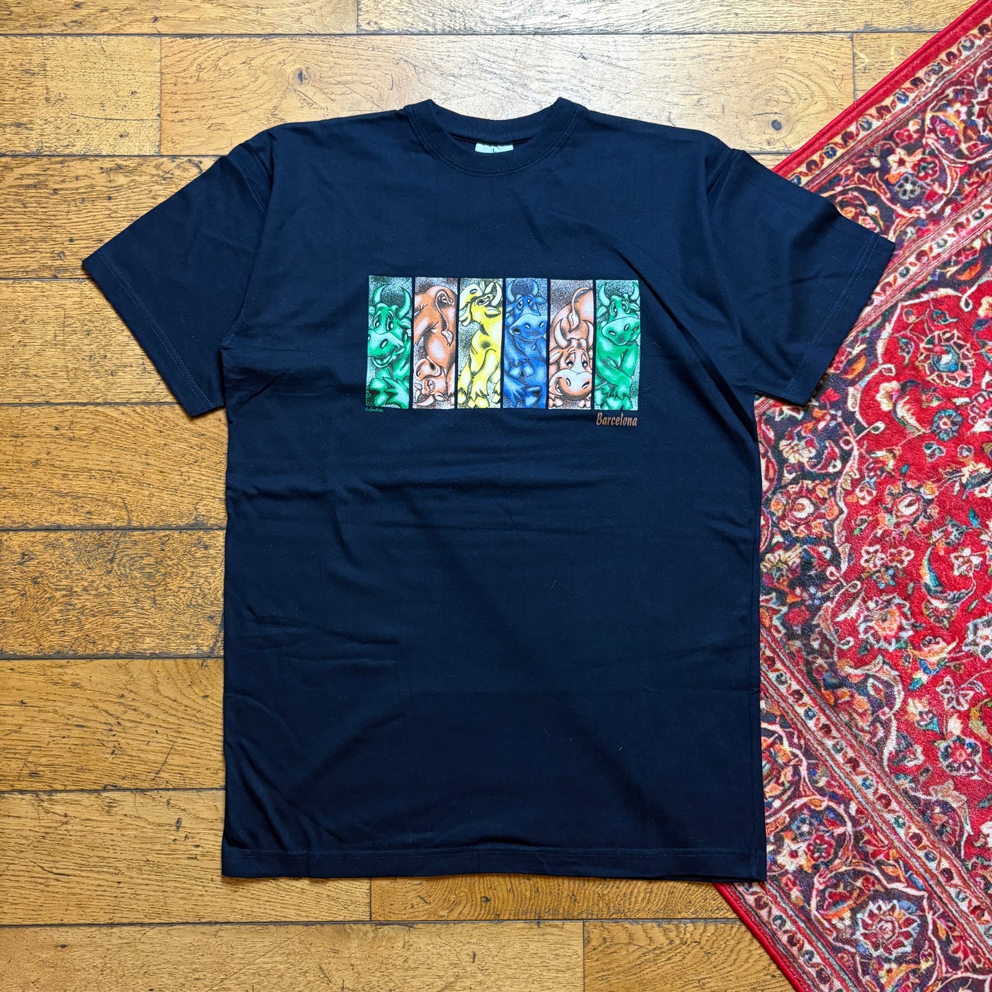 Vintage Barcelona Bulls Black Graphic T-Shirt - S