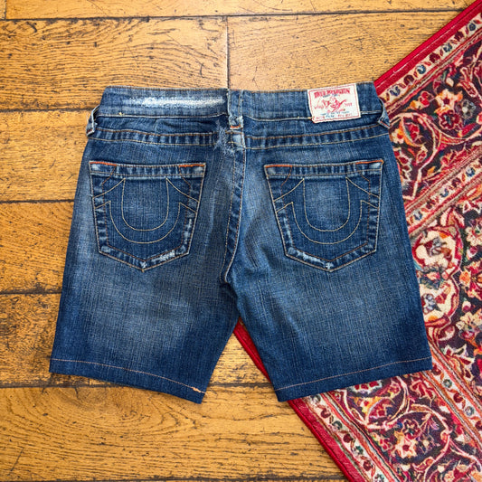 Vintage True Religion Embroidered Y2K Blue Shorts Jorts - Size 10