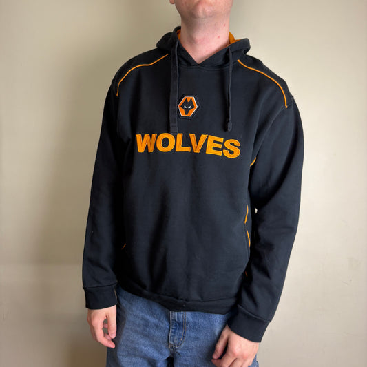 Vintage Wolves Black Wolverhampton Wanderers Hoodie Embroidered Sweatshirt -