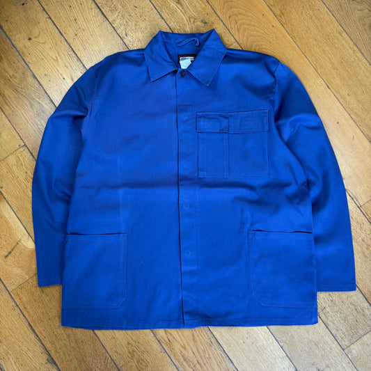 Vintage French Chore Workwear Jacket Blue Overcoat - XXL