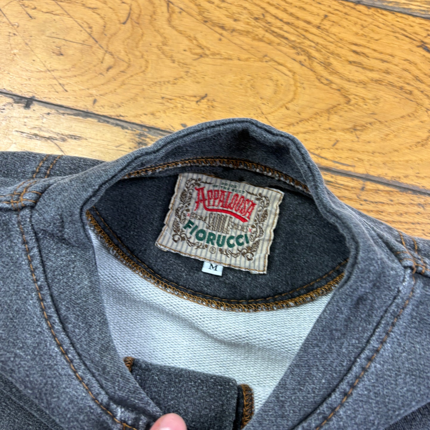 Vintage 90s Grey Raglan Embroidered Button Sweatshirt - M