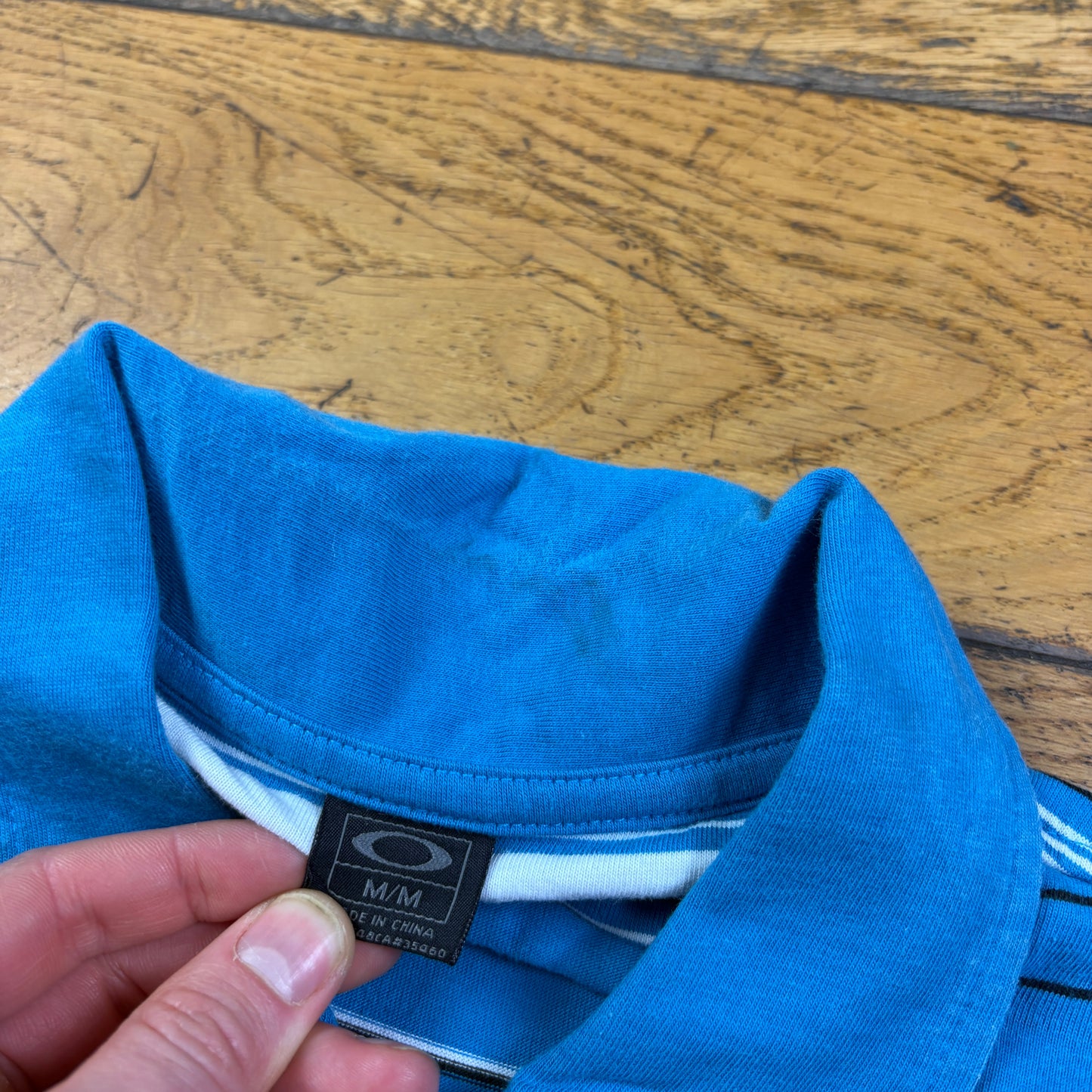 Oakley Blue Stripe Polo T Shirt - M