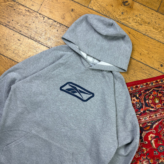 Vintage Reebok Grey Hoodie Embroidered Sweatshirt - S