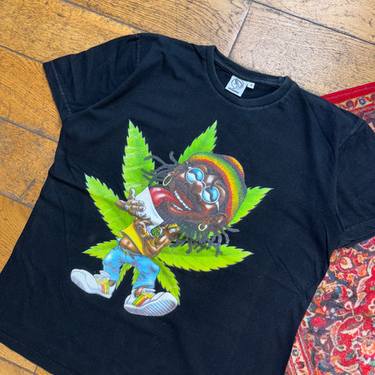 Vintage Black Rasta Weed Stoner Graphic T-Shirt - S