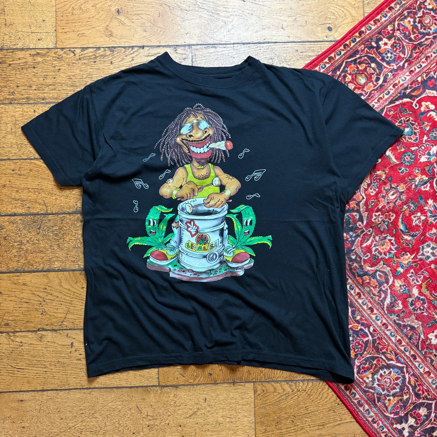Vintage Black Funny Legalise Weed Marijuana Graphic T-Shirt - XL